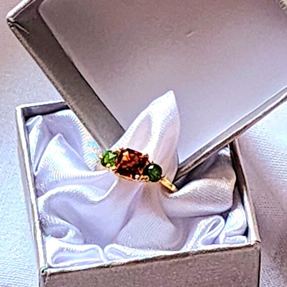 STUNNING Cherry Citrine and Chrome Diopside Silver Ring  1.50 ctw. - NWT - Picture 2 of 8